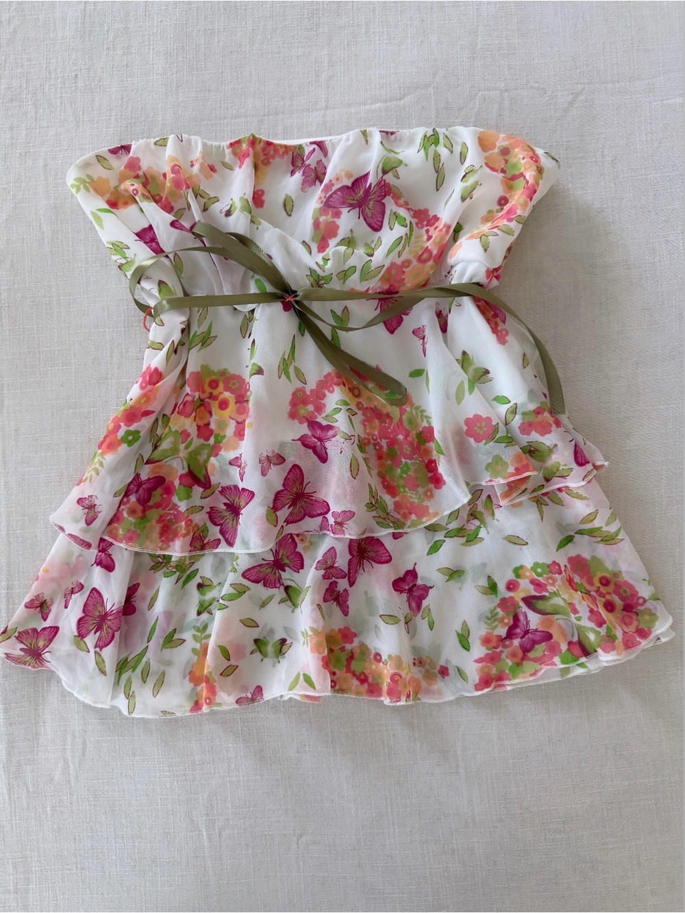 Vintage Fire Los Angeles Floral Butterfly Rufle top